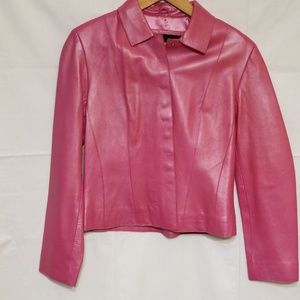 Genuine pink lambskin leather coat